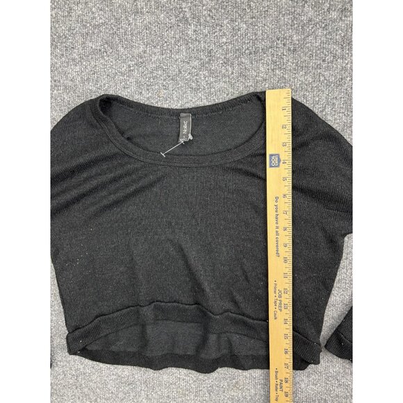 Nollie Sweater Womens Large Black Ribbed Cropped Long Sleeve Scoop Neck Made USA - Picture 4 of 9